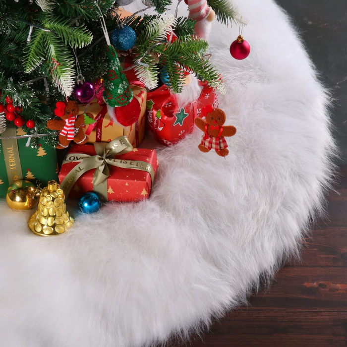 Covor pentru bradul de Craciun White Haipai, diametru 78 cm, blana cu o grosime 4 cm, alb [9]