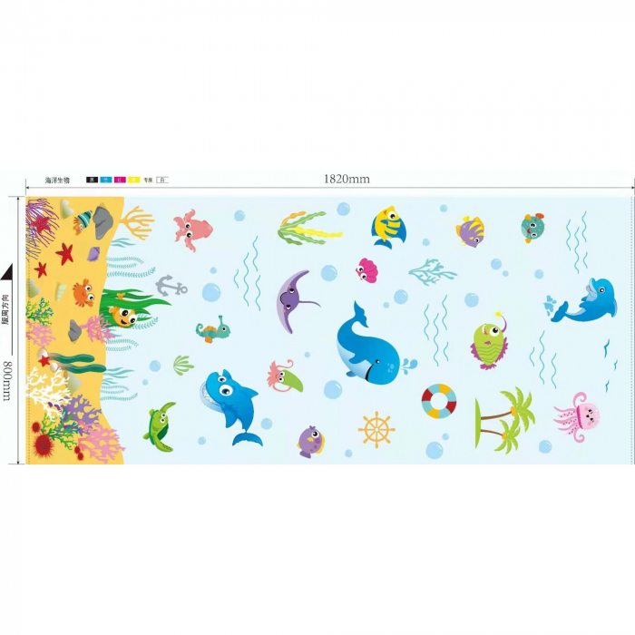Covoras pentru Copii, Flippy, cu 2 Fete, Model Animale Marine/Exotice, din XPE+PE, Impermeabil, Antiderapant, Protectie Termica, +3 Luni, Pliabil, 180 x 200 x 1.5 cm, Multicolor [2]