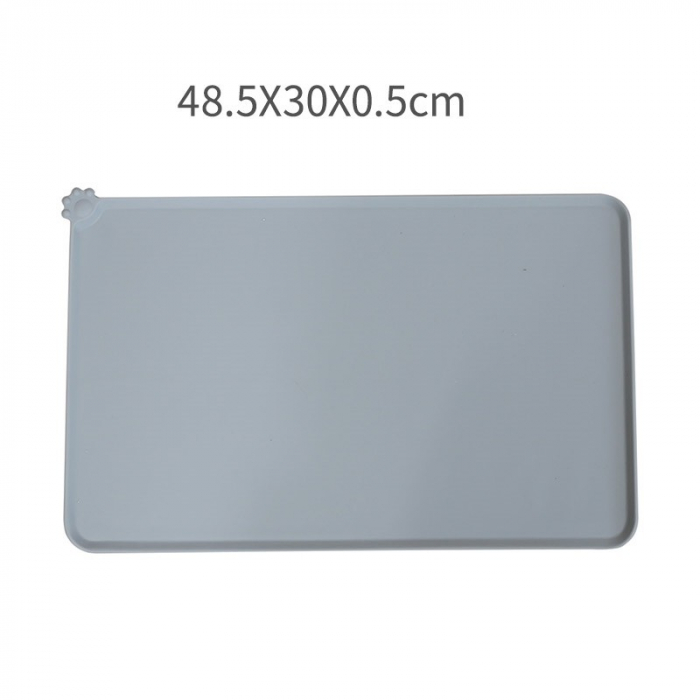 Lichidare Covoras din silicon pentru animale Flippy, pentru bol de apa si mancare, antiderapant, margini ridicate pentru a mentine apa, 48.5x30 cm, Gri [4]