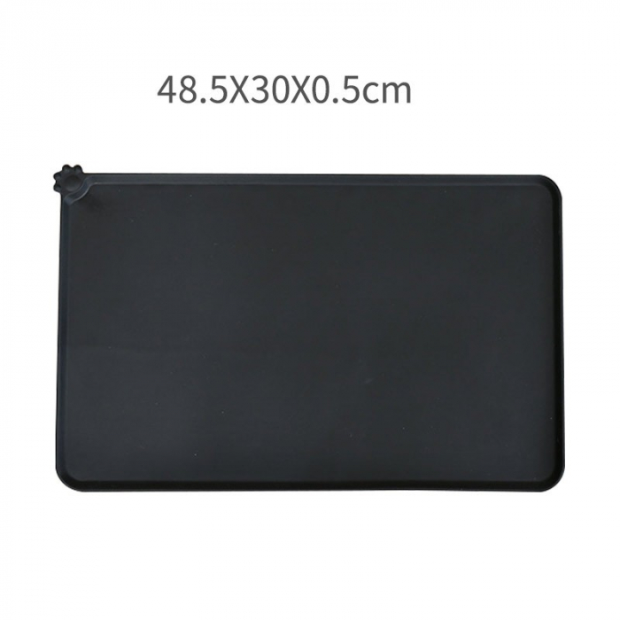 Covoras din silicon pentru animale Flippy, pentru bol de apa si mancare, antiderapant, margini ridicate pentru a mentine apa, 48.5x30 cm, Negru [5]