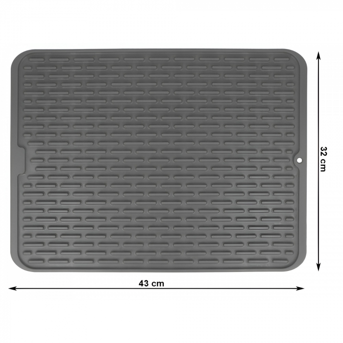 Covoras din Silicon pentru Scurgere Vase, Flippy, Uz Casnic, Rezistent la Temperaturi Ridicate, Izolator, 43x32.5 cm, Negru [7]