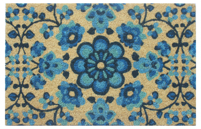 Covoras intrare Flower Power design Albastru, 40x60 cm [1]