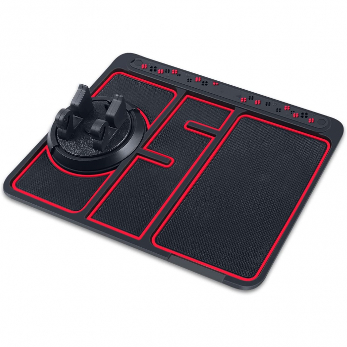 Covoras Pad/Suport Auto 4 in 1 Flippy, Anti alunecare Bord, Universal, Suport Auto Telefon, Tableta, Gps, Rotire 360 ° Multifuntional, Numar telefon, Aroma, Negru [8]