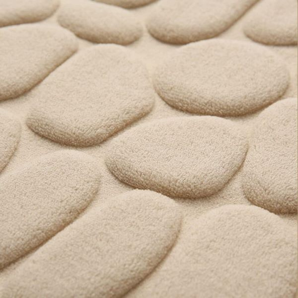 Covoras pentru Baie Antiderapant, Flippy, Uscare Rapida, Model 3D Piatra, 40x60 cm, Bej [4]