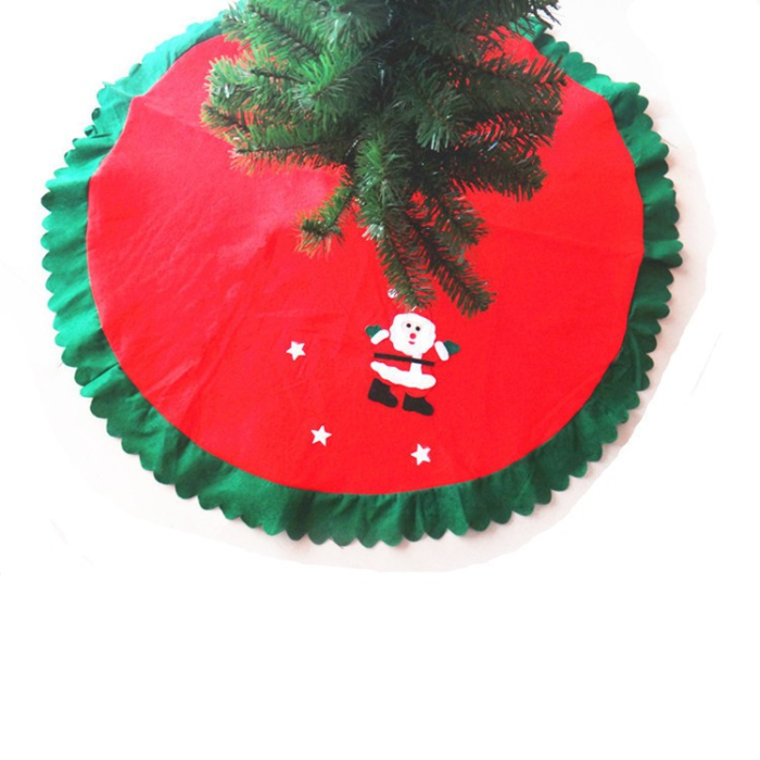 Covoras pentru Bradul de Craciun, Flippy, din Tesatura Pufoasa, cu Fundite de Prindere, Model Mos Craciun, Rosu/ Verde, Diametru 90 cm [5]