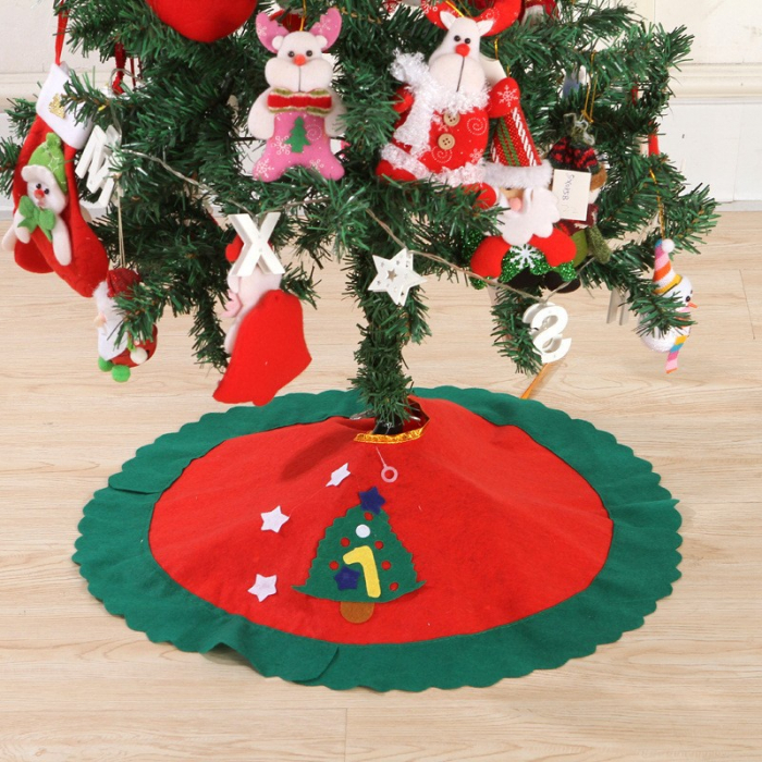 Covoras pentru bradul de Craciun Flippy, lana, rosu/verde, 60 cm [2]