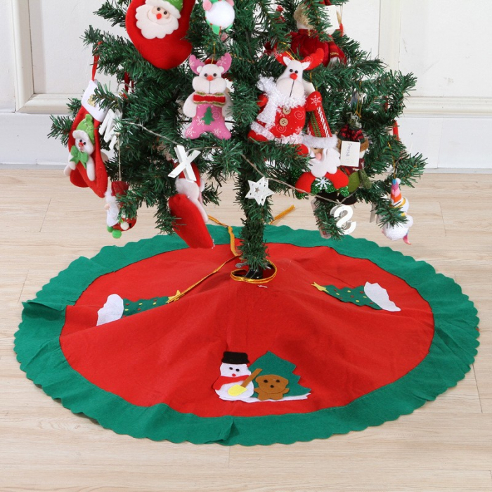 Covoras pentru bradul de Craciun Flippy, lana, rosu/verde, 90 cm [2]