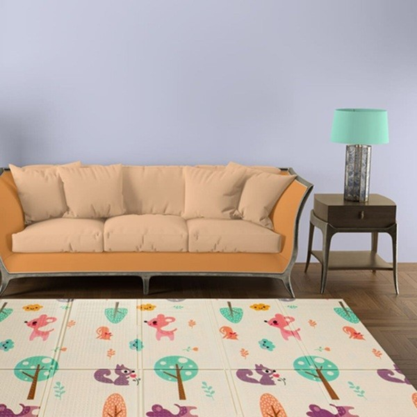 Covoras pentru Copii, Flippy, cu 2 Fete, Model Caprioare/Circ, din XPE+PE, Impermeabil, Antiderapant, Protectie Termica, +3 Luni, Pliabil, 150 x 200 x 1 cm, Multicolor [4]