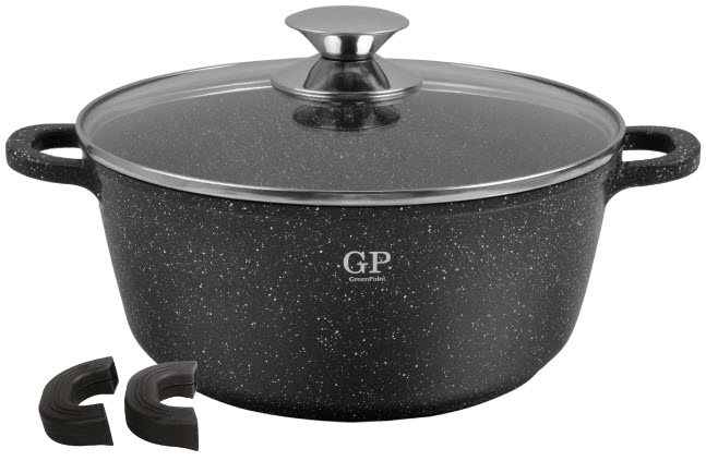 Cratita cu capac GP-2878, acoperire din marmura, manere detasabile din silicon, 28cm [1]