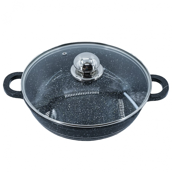 Cratita din aluminiu cu interior marmorat si capac din sticla termorezistenta, Blaumann BL 103-24M [2]