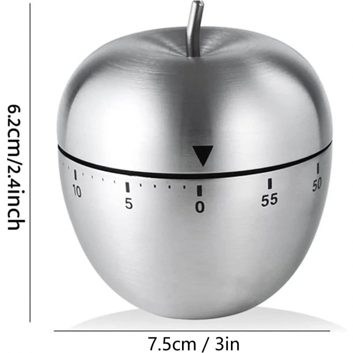 Cronometru de Bucatarie, Flippy, Mecanic, Forma de Mar, din Otel Inoxidabil, 60 min Timer, 7.5 x 6.2 cm, Argintiu [6]