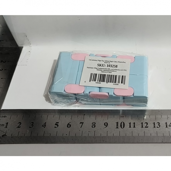 Cub antistres, Fidget Toy, Infinity Magic Cube, Albastru/Roz, 4x4x4 cm [8]