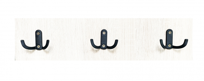 Cuier perete cu 3 agatatoare, alb, 44x11 cm [1]