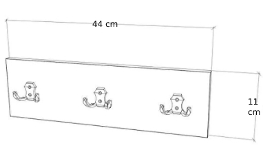 Cuier perete cu 3 agatatoare, stejar alb, 44x11 cm [3]