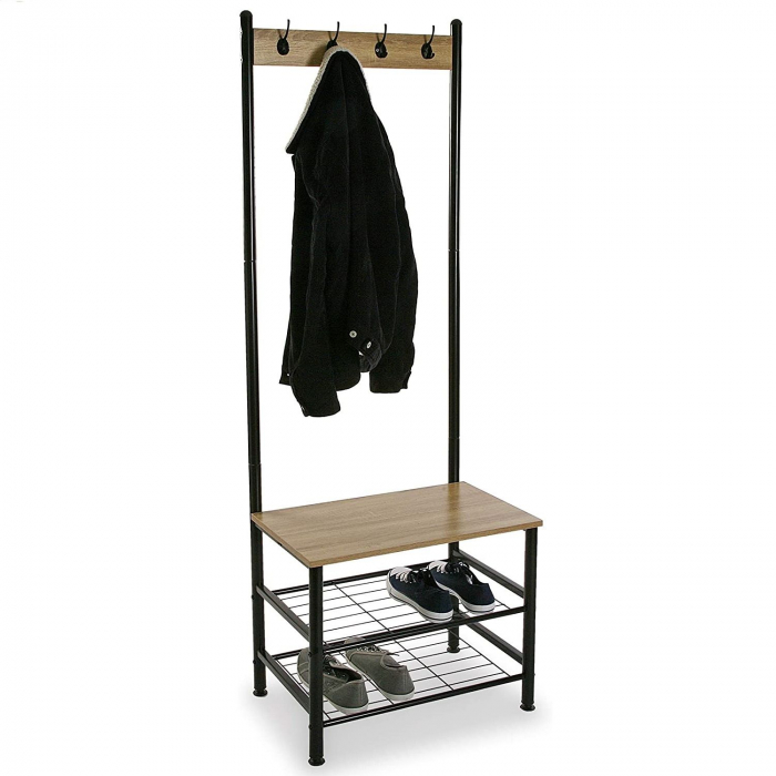 Cuier si suport pantofi Skalo, negru, 60x40x175 cm, [3]
