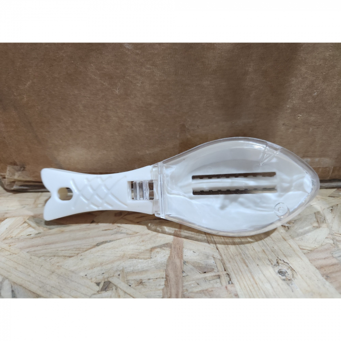 Curatator de Solzi de Peste, Flippy, Manual, Forma Peste, cu Compartiment de Colectare, din Plastic, 15.5x5.5 cm, Alb [7]
