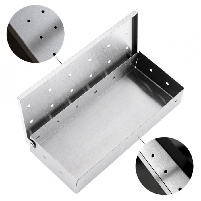 Cutie de afumator pentru gratar Flippy, Inox, 9.6x4.4x22.2 cm, Argintiu [4]