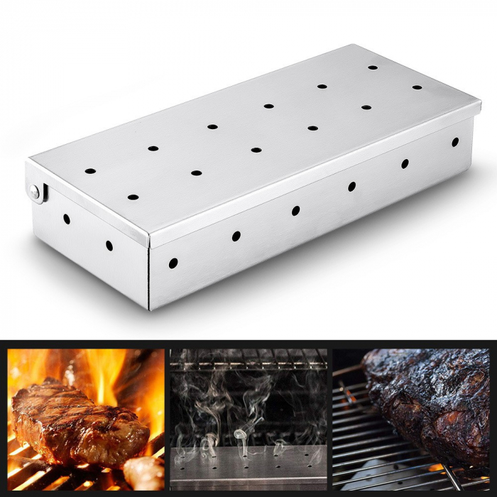 Cutie de afumator pentru gratar Flippy, Inox, 9.6x4.4x22.2 cm, Argintiu [7]