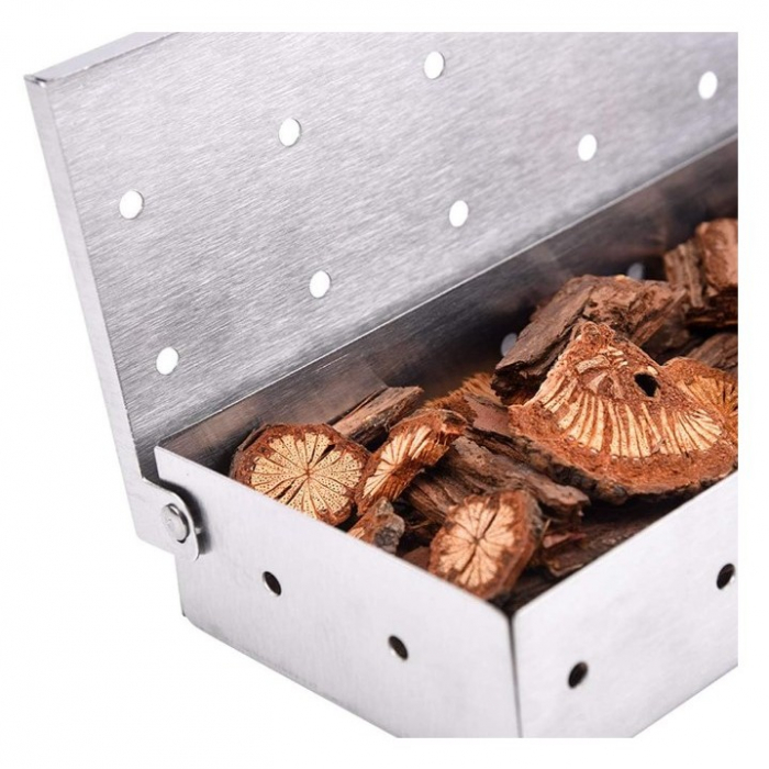 Cutie de afumator pentru gratar Flippy, Inox, 9.6x4.4x22.2 cm, Argintiu [2]
