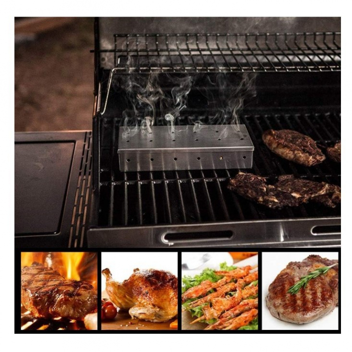 Lichidare Cutie de afumator pentru gratar Flippy, Inox, 9.6x4.4x22.2 cm, Argintiu [3]