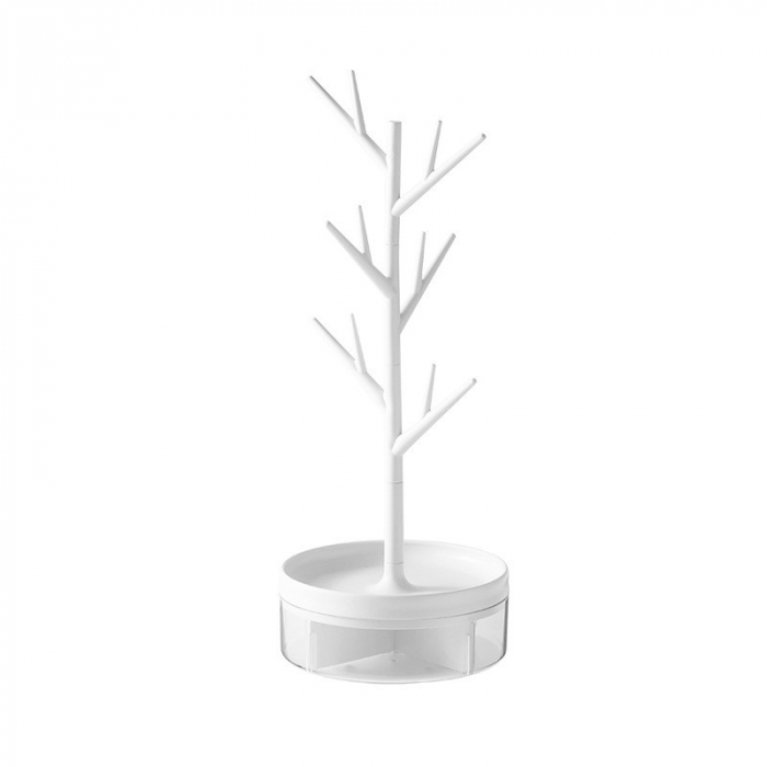 Cutie de Bijuterii, Flippy, Rotativa, cu Suport Tip Ramura, 36.5 x 14 cm, din ABS+PP, Alb [8]