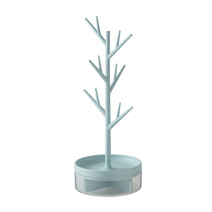 Cutie de Bijuterii, Flippy, Rotativa, cu Suport Tip Ramura, 36.5 x 14 cm, din ABS+PP, Albastru [8]