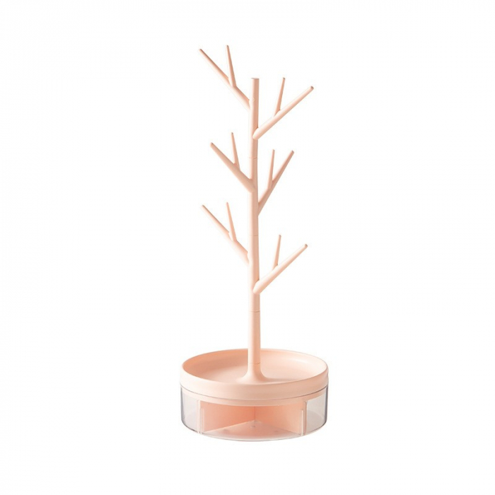 Cutie de Bijuterii, Flippy, Rotativa, cu Suport Tip Ramura, 36.5 x 14 cm, din ABS+PP, Roz [7]