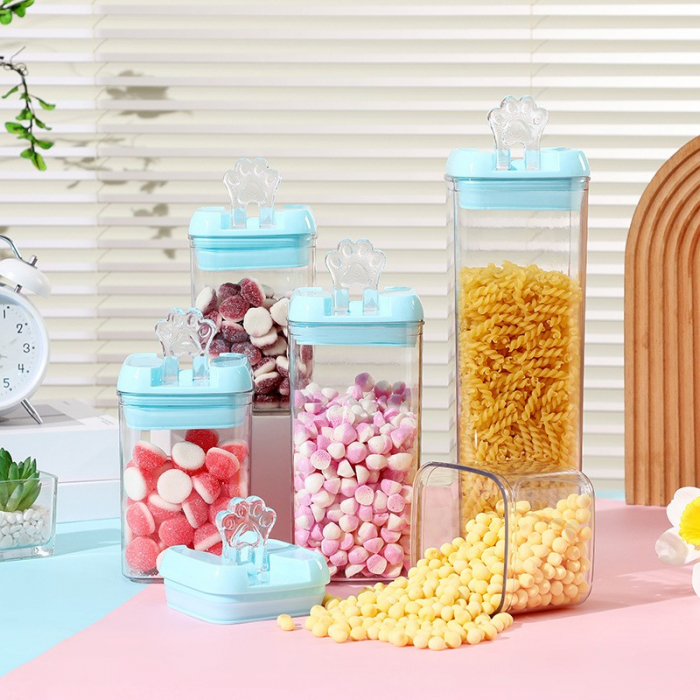 Cutie de Depozitare Alimente, Flippy, 0.8L, Capac Albastru, din PP+PET, Inchidere Ermetica, 10 x 10 x 15.5 cm, Transparent [3]