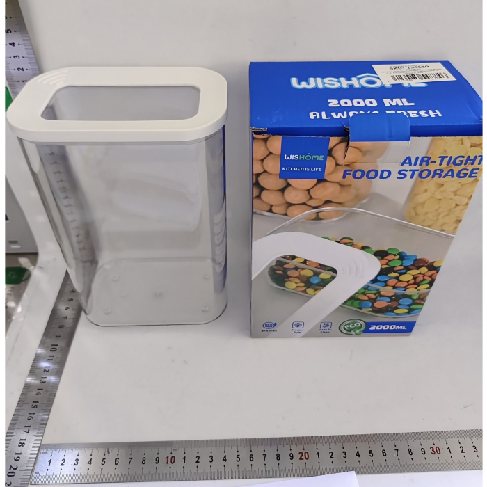 Cutie de Depozitare Alimente, Flippy, 2L, Capac Alb, din ABS+Silicon, 14.5 x 9 x 22.2 cm, Transparent [6]