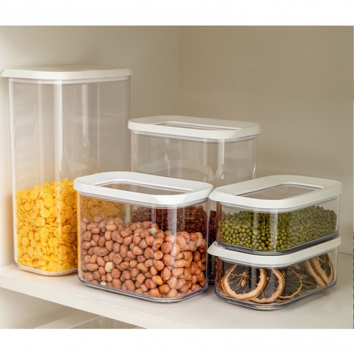 Cutie de Depozitare Alimente, Flippy, 450 ml, Capac Alb, din ABS+Silicon, 14.5 x 9 x 6 cm, Transparent [2]