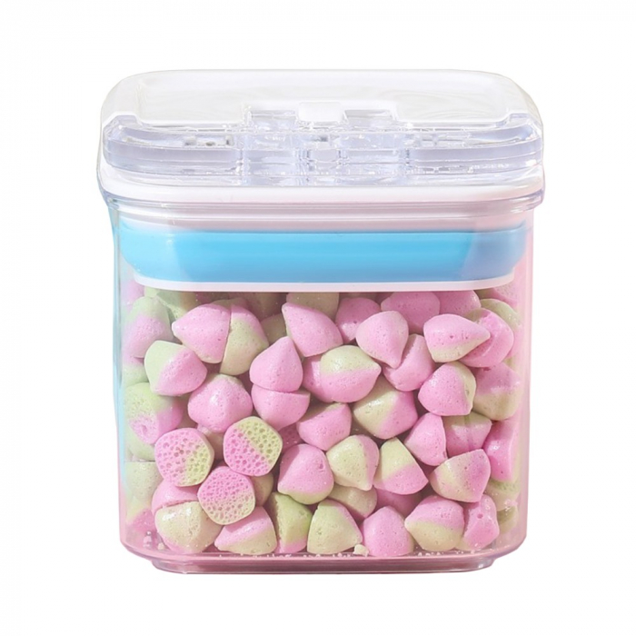Cutie de Depozitare Alimente, Flippy, Cutie de tip Container pentru Bucatarie, Cutie pentru Condimente, din PET ABS Silicon, 10 x 10 x 10.5 cm, 250 g, 0.5L Transparenta [1]