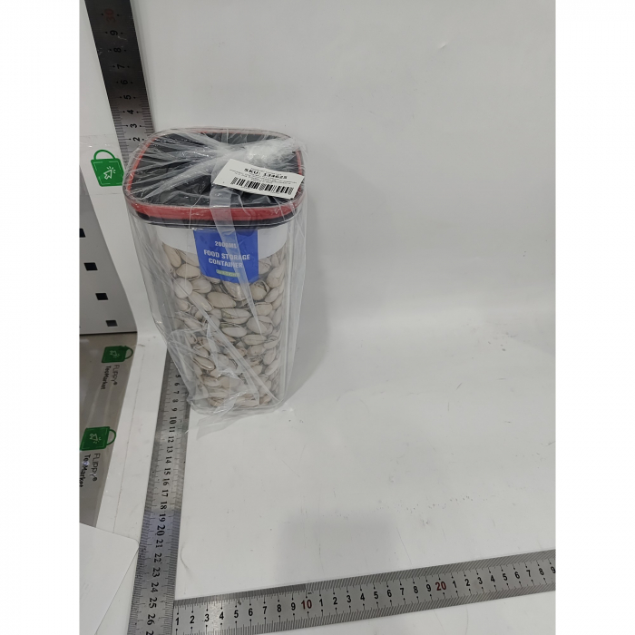 Cutie de Depozitare Alimente, Flippy, Cutie de tip Container, Recipient pentru Cereale in Bucatarie, 11.5 x 11.5 x 23 cm, volum 2000 ml, Transparenta cu Capac Negru [4]