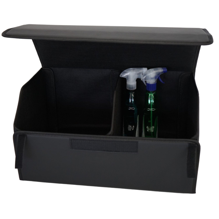 Cutie de Depozitare Auto, Flippy, Geanta Multifunctionala din Piele Ecologica, Organizator Premium Portbagaj, 2 Compartimente Depozitare, Pliabil si Rezistent la Uzura, Negru, 55 x 30 x 30cm [5]