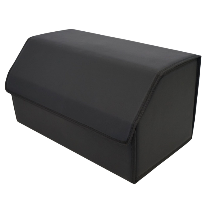Cutie de Depozitare Auto, Flippy, Geanta Multifunctionala din Piele Ecologica, Organizator Premium Portbagaj, 2 Compartimente Depozitare, Pliabil si Rezistent la Uzura, Negru, 55 x 30 x 30cm [2]