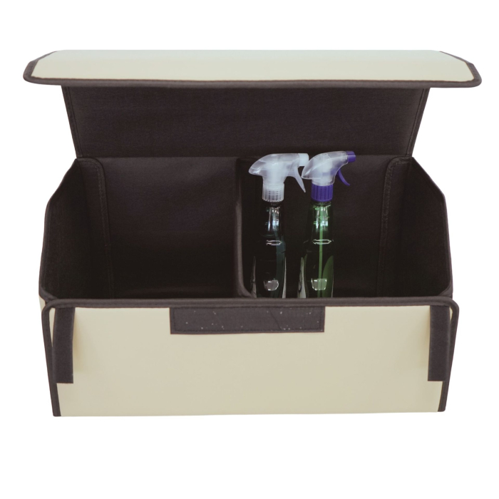 Cutie de Depozitare Auto, Flippy, Organizator Premium Portbagaj, Geanta Multifunctionala din Piele Ecologica, 2 Compartimente Depozitare, Pliabil si Rezistent la Uzura, Bej, 55 x 30 x 30cm [4]