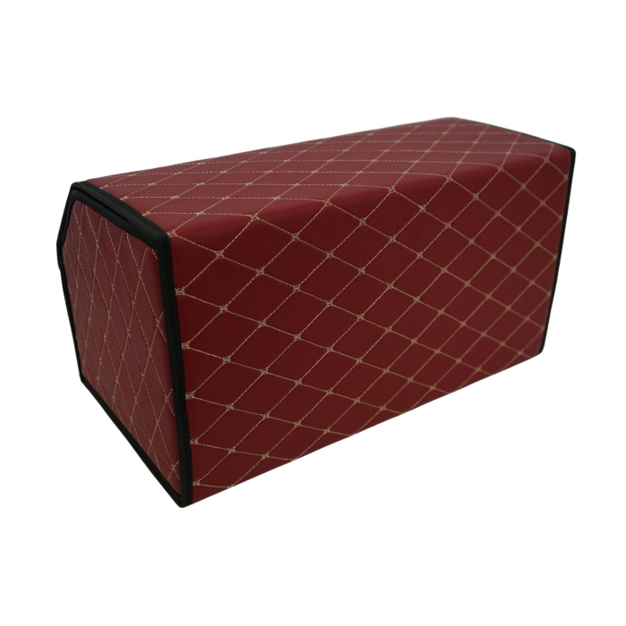 Cutie de Depozitare Auto, Flippy, Organizator Premium Portbagaj, Geanta Multifunctionala din Piele Ecologica, 2 Compartimente Depozitare, Rezistent la Uzura si Pliabil, Bordo, 55 x 30 x 30cm [4]