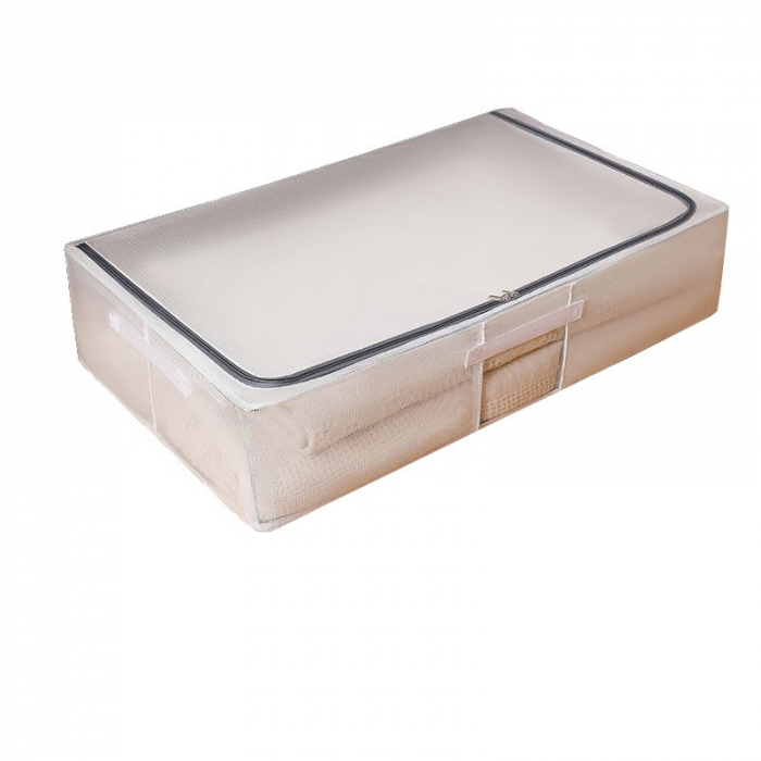 Cutie de Depozitare, Flippy, pentru Haine, Incaltaminte, din Plasa PVC Impermeabila si Manere Laterale, Pliabila, Fermoar Bidirectional, 80 x 47 x 18 cm, Transparenta [1]