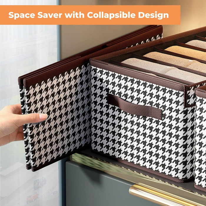 Cutie De Depozitare, Flippy, Pentru Haine, Lenjerie, Sosete Si Sutiene, Material Textil, 7 Compartimente, 44x30x20 cm, Culoare Alb-Negru [8]