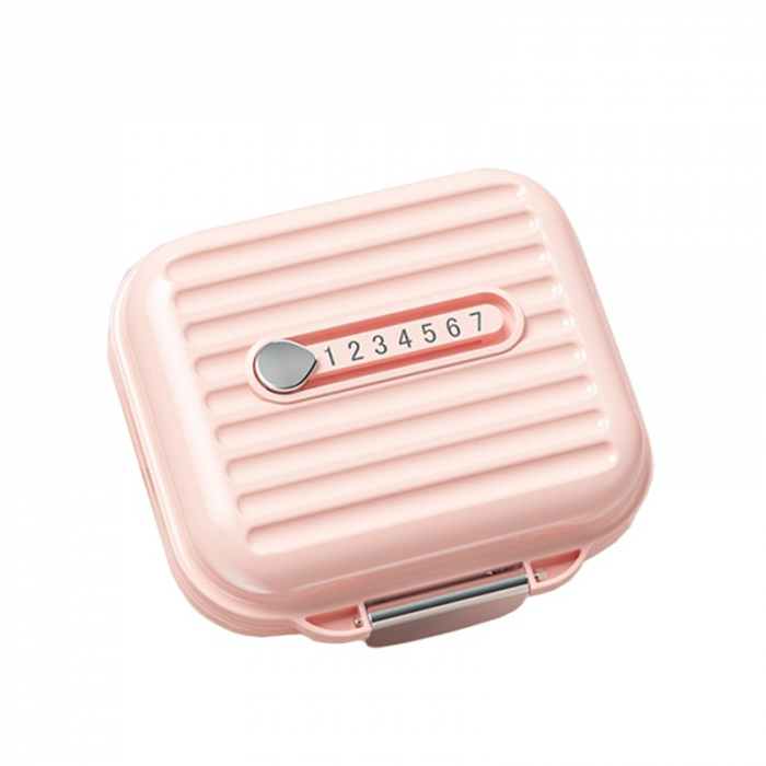 Cutie de Depozitare pentru Pastile, Flippy, Cutie de depozitare Medicamente, Cutie de depozitare Vitamine, Suplimente, pentru Fete, din Plastic cu indice zi, Roz [1]