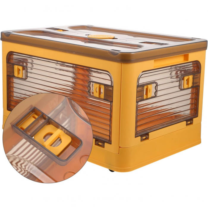 Cutie de depozitare pliabila, Flippy, Cu capac, 85 L, Plastic, 60x42x34 cm, Portocaliu [6]