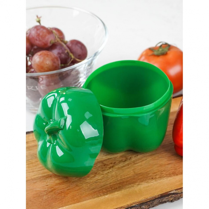 Cutie de depozitare si pastrare a alimentelor, Plastic, Flippy, Model Ardei, 9.8x9.8x10.7 cm, Verde [3]