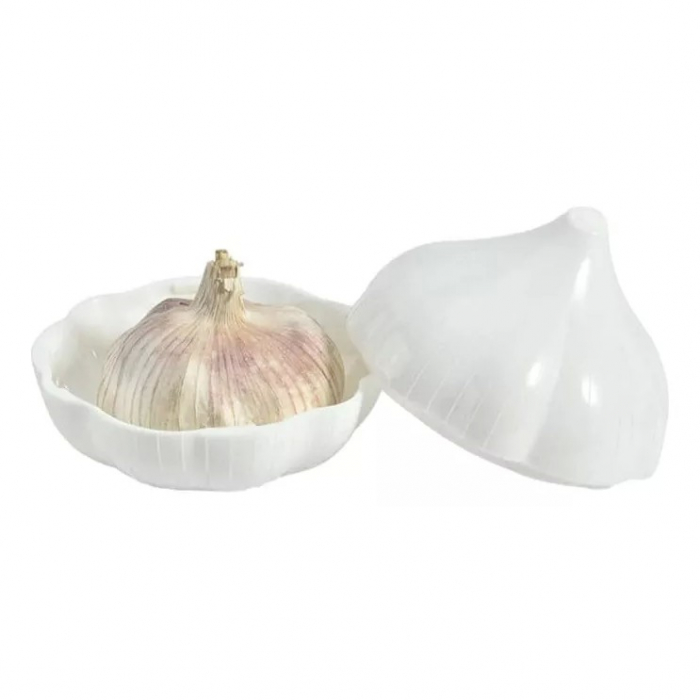 Cutie de depozitare si pastrare a alimentelor, Plastic, Flippy, Model Usturoi, 9x9x9 cm, Alba [3]