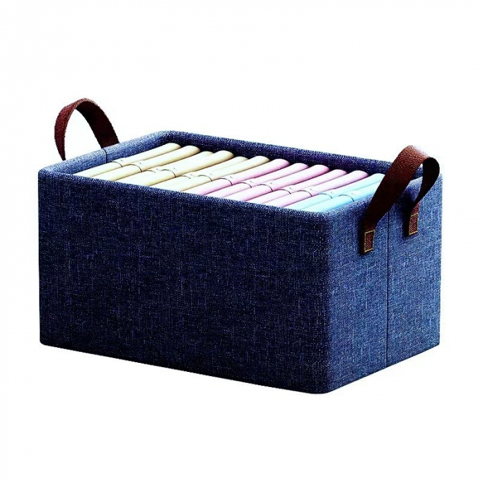 Cutie de depozitare tip cos, Flippy, textil, pliabila, 47x20x28 cm, se poate spala, cu manere, albastru [3]