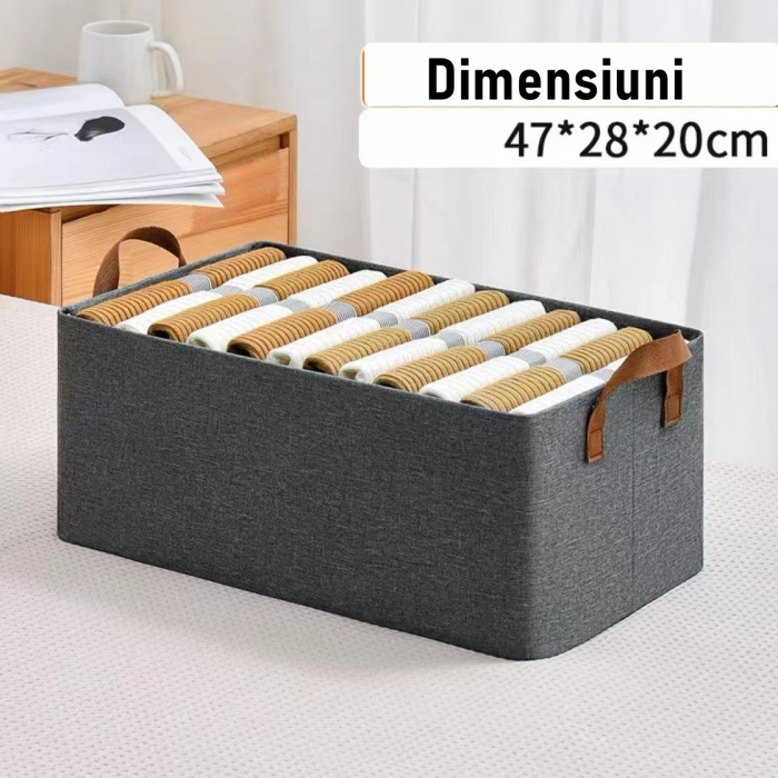 Cutie de depozitare tip cos, Flippy, textil, pliabila, 47x28x20 cm, cadru metalic, cu manere, gri [4]