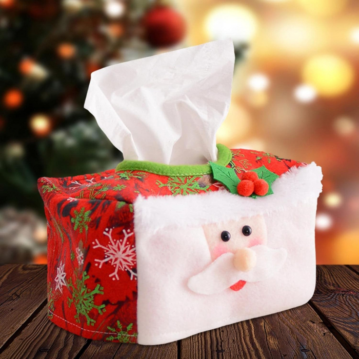 Lichidare Cutie Decorativa pentru Servetele, Flippy, Model Mos Craciun, Tematica Craciun, 16 x 10 cm, Rosu [3]