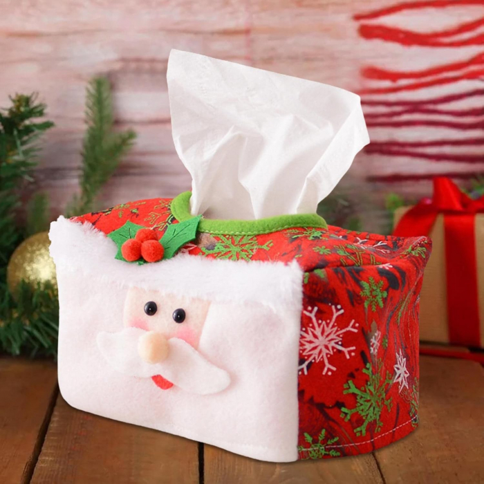 Lichidare Cutie Decorativa pentru Servetele, Flippy, Model Mos Craciun, Tematica Craciun, 16 x 10 cm, Rosu [4]