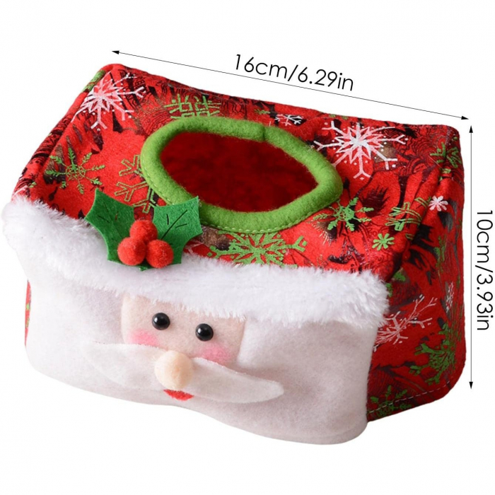 Lichidare Cutie Decorativa pentru Servetele, Flippy, Model Mos Craciun, Tematica Craciun, 16 x 10 cm, Rosu [2]