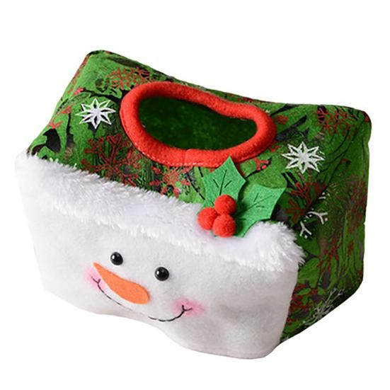 Cutie Decorativa pentru Servetele, Flippy, Model Om de Zapada, Tematica Craciun, 16 x 10 cm, Verde [1]