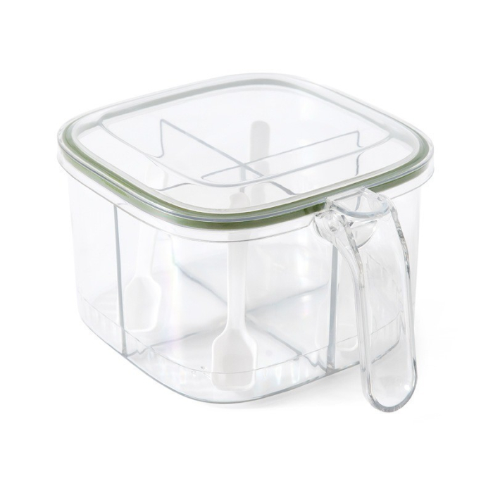 Cutie Depozitare Alimente, Flippy, din Plastic/Silicon, 20 x 10 x 10 cm, 5 Compartimente, Alb/Verde [5]