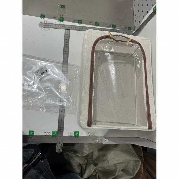 Cutie Depozitare cu Cadru Metalic, Flippy, pentru Incaltaminte, Haine, Lingerie, Fermoar Calitativ, Fereastra Transparenta, Manere Laterale, 40 x 30 x 15 cm Bej [2]